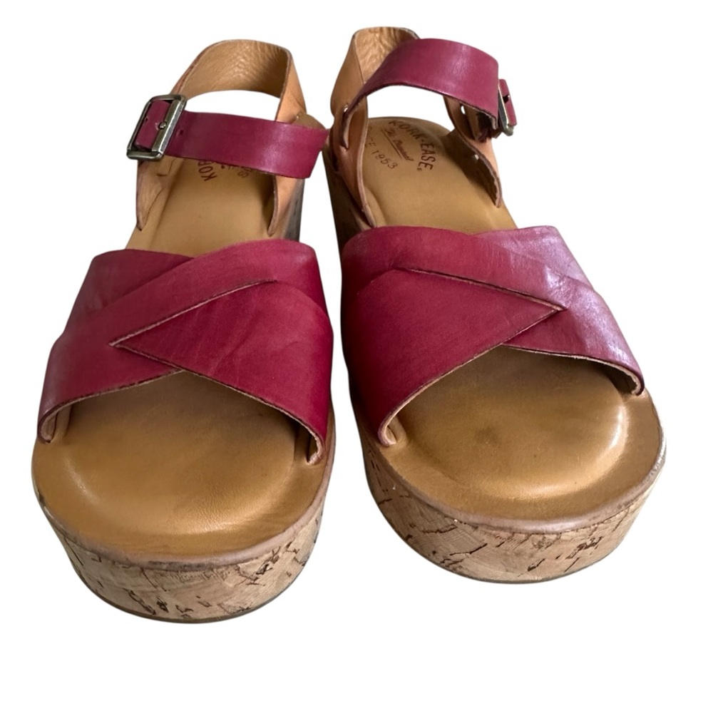 Kork-Ease Women's Pink/Berry Leather Cork Platform Sandals - Picture 8 of 15